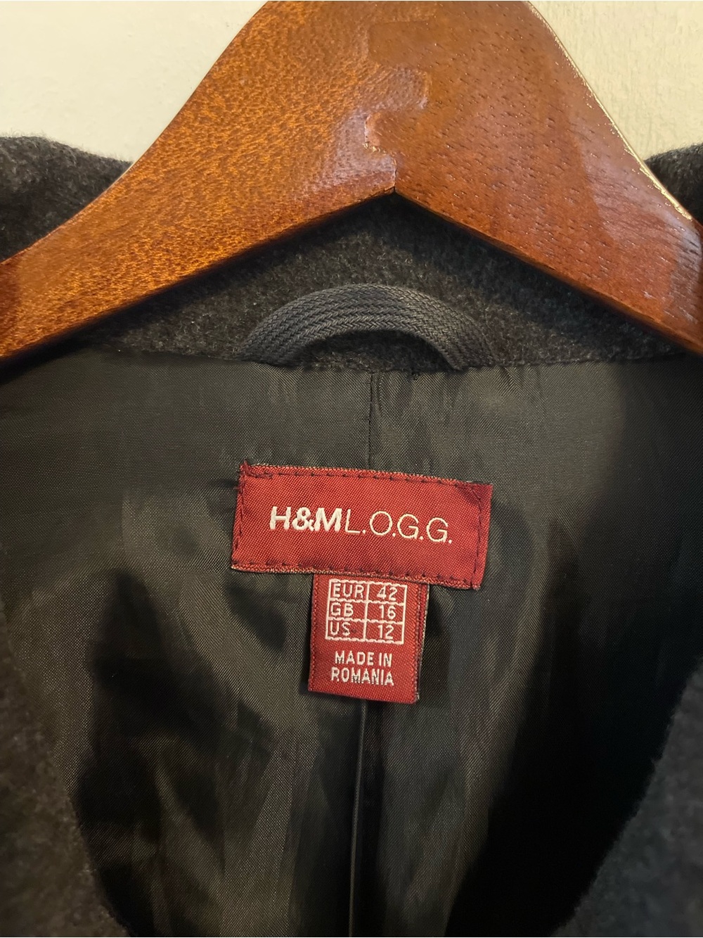 Vintage H&M Coat Overcoat Gray Size 12 Wool Cashmere Dark Academia Minimalist - Picture 8 of 16